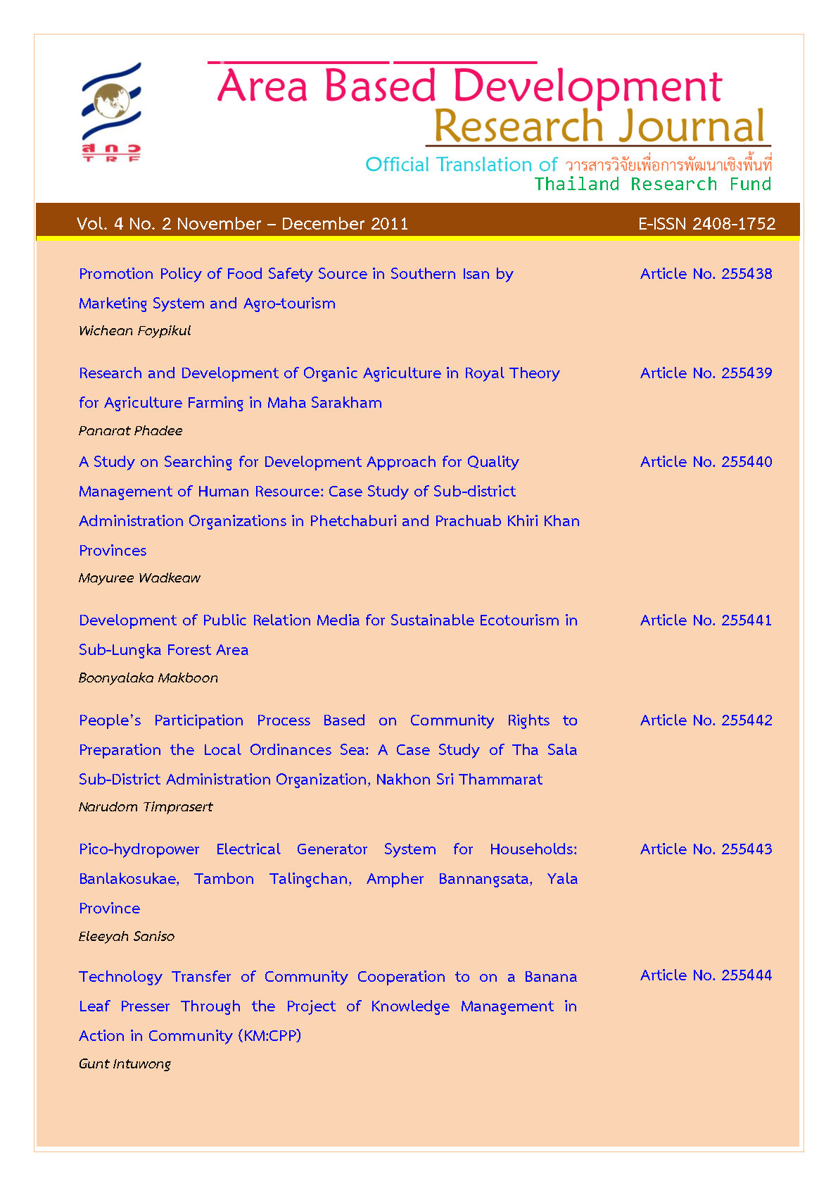 Vol. 4 No. 2 November - December 2011