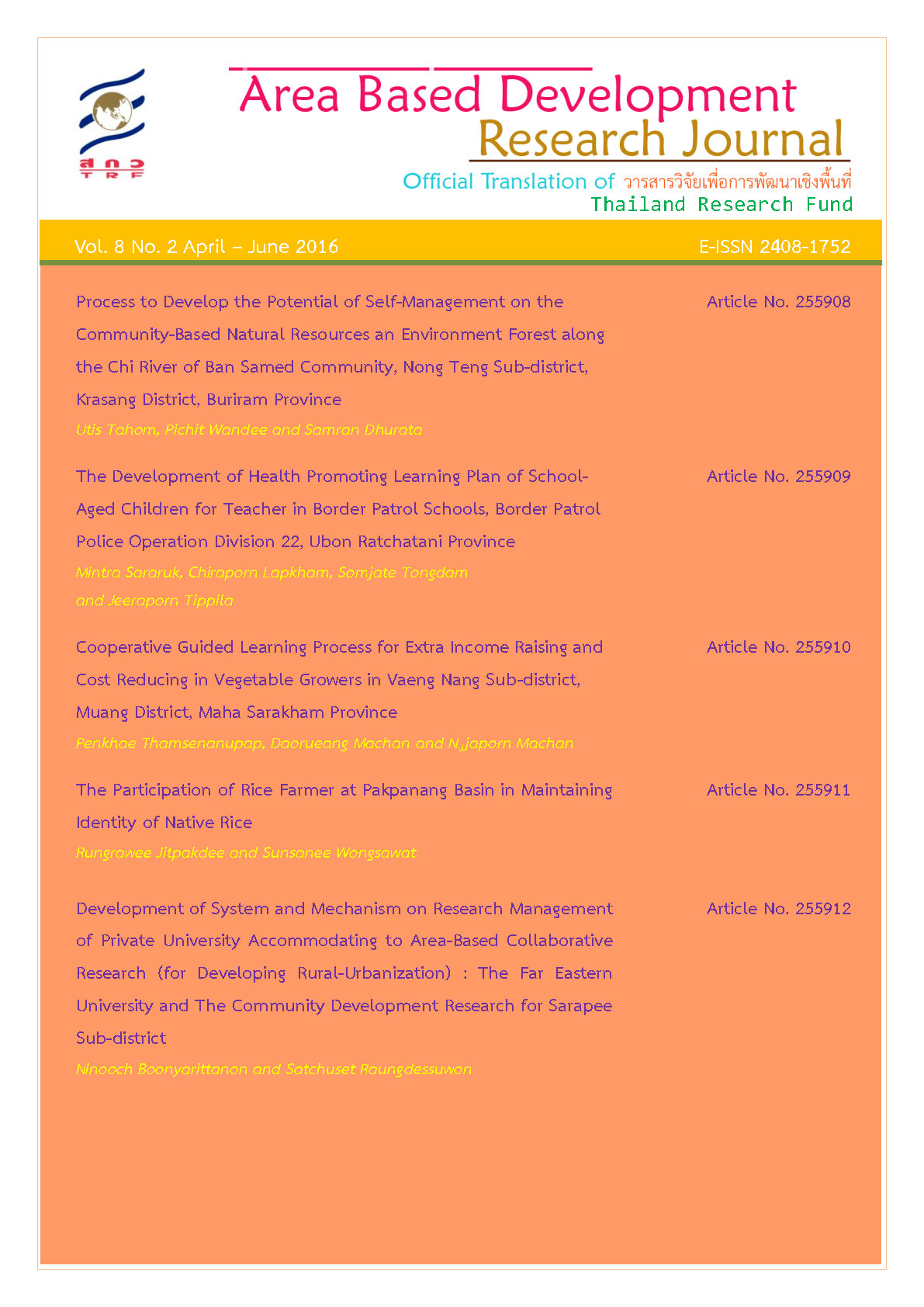 Vol. 8 No. 2 April - June 2016